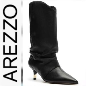 Arezzo Women's Leather Sabrina Slouchy Low Stiletto Booties
